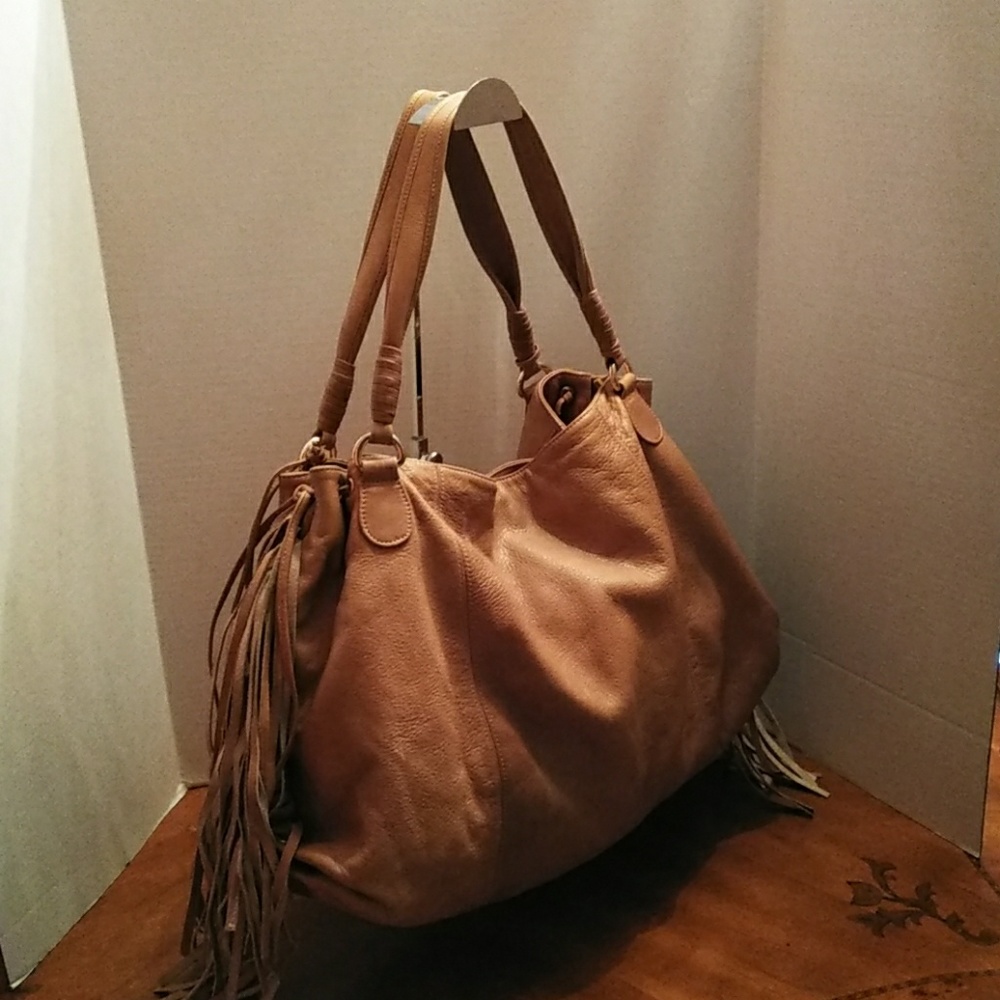 ZINA EVA LEATHER HOBO FRINGE PURSE